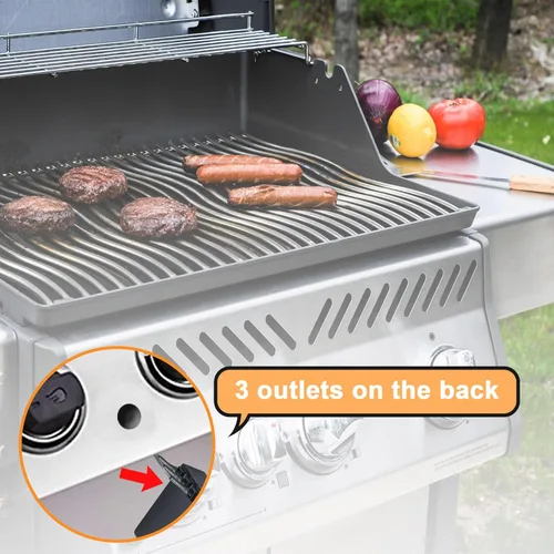 Miniatura 6 de Generador de chispa GasSaf con 3 tomas de corriente, batería AA, tapa plateada, botón táctil, cromado, encendido eléctrico, encendido para parrilla