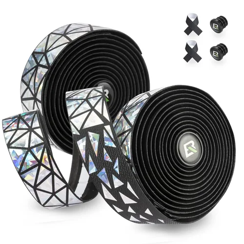 ROCKBROS Cinta para manillar de bicicleta – Cintas de barra de bicicleta de carretera, 2 rollos de superficie de piel sintética, espuma EVA,