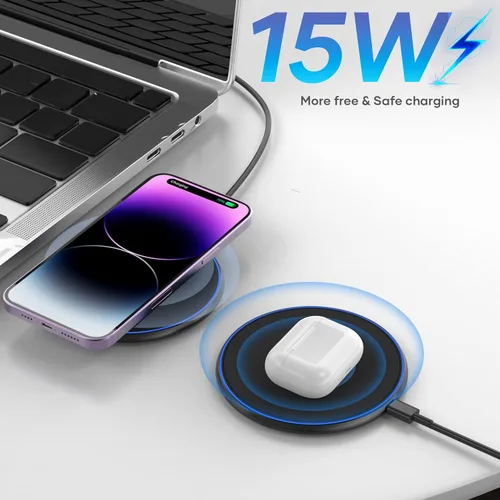 Miniatura 4 de Cargador inalámbrico, almohadilla de carga inalámbrica compatible con iPhone 16 15 14 13 12 11 Pro Max, alfombrilla de carga inalámbrica rápida