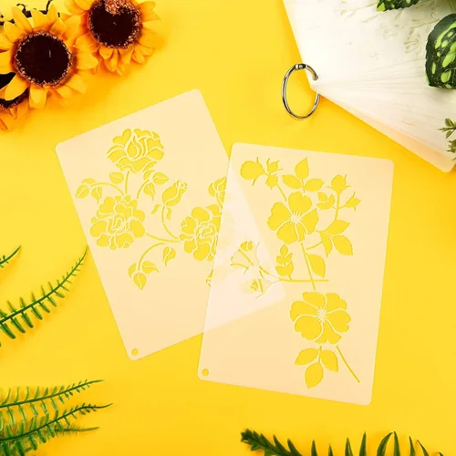 Miniatura 4 de 16 plantillas de flores silvestres para pintar de 4.3 x 6.3 pulgadas, plantilla reutilizable para bricolaje, plantillas de pintura de flores