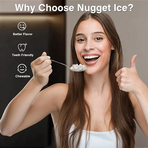 Miniatura 2 de Antarctic Star Máquina de hielo Nugget para encimera, máquina de hielo portátil con cuchara y cesta de hielo, 34 libras/24 horas, autolimpieza