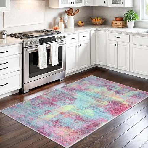 Miniatura 534 de IOHOUZE Alfombra abstracta lavable de 3 x 12 pies para pasillos, antideslizante para cocina, camino de entrada de lana sintética para interiores