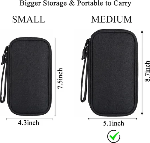 Miniatura 2 de Bevegekos Tech Organizer Estuche de viaje, kit de tecnología de transporte para electrónica y accesorios (mediano, negro)