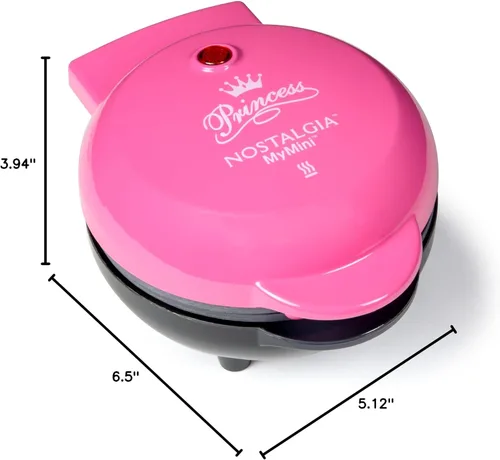 Miniatura 6 de Nostalgia MyMini Princess Icons Shape - Máquina eléctrica de gofres, plancha antiadherente de 5 pulgadas para gofres, hash browns, huevos y más