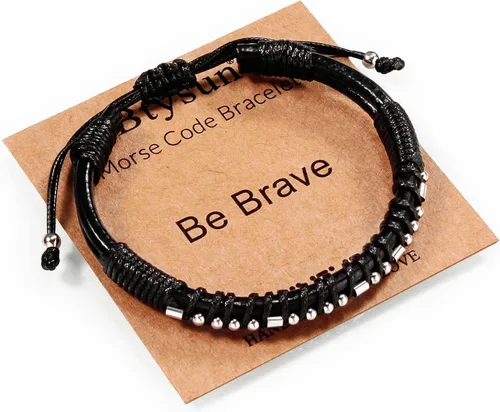 Miniatura 84 de Regalos inspiradores para hombres, pulseras con código morse, pulseras para hombre, regalos de graduación para él, Día del Padre, pulsera de cuero