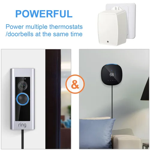 Miniatura 7 de Hotop Transformador de 24 voltios, transformador de CA de 40 VA, enchufe con fusible PTC, compatible con timbre Ring y termostato compatible