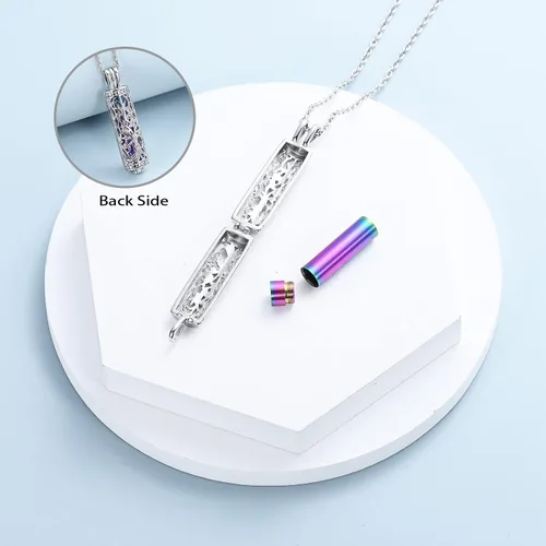 Miniatura 41 de shajwo Joyería de cremación cilíndrica, collar de cenizas de urna del árbol de la vida para mujeres y hombres, vial de cremación de cenizas