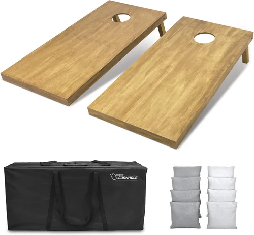 Miniatura 84 de GoSports 4 ft x 2 ft Regulation Size Wooden Cornhole Boards Set with Light Brown Finish - Includes Carrying Case and Bean Bags Negro- gris