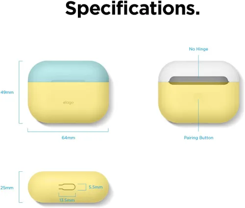 Miniatura 8 de elago Duo - Funda compatible con AirPods Pro, 2 tapas + 1 cuerpo, soporta carga inalámbrica, [azul coral, azul brillante + amarillo]