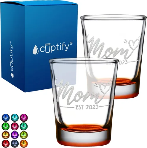Miniatura 80 de Cuptify Regalos para baby shower, para la nueva mamá, EST 2023, 2 onzas, con fondo negro, juego de 2 vasos grabados para fiesta, regalo