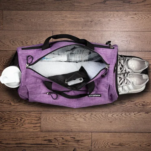 Miniatura 3 de Fitgriff Bolsa de gimnasio V1 para hombres y mujeres con compartimento para zapatos y artículos húmedos, bolsa de lona para viajes, deportes
