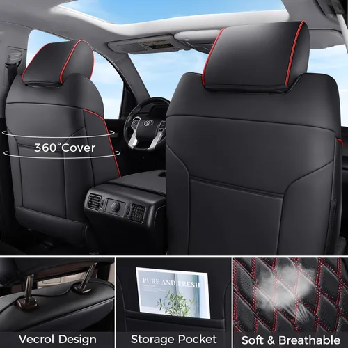 Miniatura 3 de Huidasource - Juego completo de fundas de asiento para Dodge Ram, fundas impermeables de cuero para camioneta pickup, con cobertura total, protector