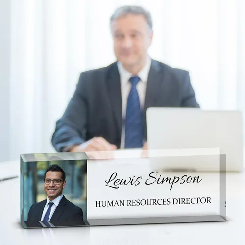 Miniatura 11 de Placa de Nombre para Escritorio, Placa de Nombre con Patrón de Doble Cara para Escritorio, Decoración de Escritorio de Oficina Personalizada