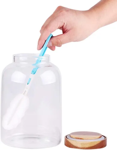 Miniatura 6 de Juego de grandes tarros de vidrio para almacenamiento de alimentos, 66 OZ LÍQUIDAS (1950ml) recipiente de cocina con tapas herméticas de acacia