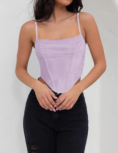 Miniatura 7 de ZESICA Corsé sexy para mujer, con tirantes delgados, espalda descubierta, Y2K, club, fiesta, corsé