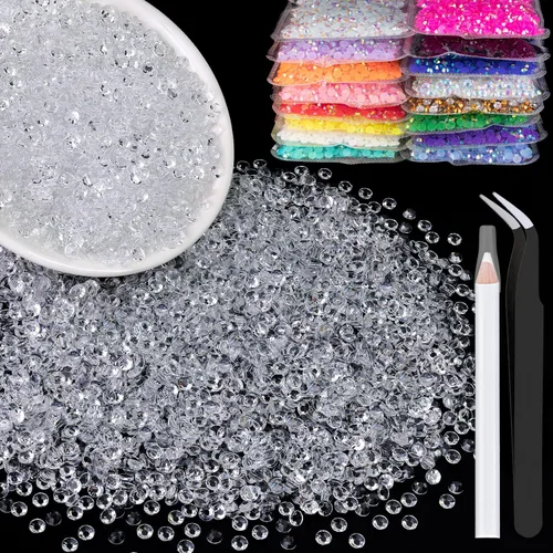 Miniatura 69 de 5000 piezas de diamantes de imitación de resina de 0.118 pulgadas a granel, color verde oscuro AB con parte trasera plana, diamantes de imitación