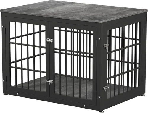 Miniatura 19 de rehomerance Mueble de jaula de perro resistente de 26 pulgadas para perros pequeños, mesa auxiliar decorativa para casa de mascotas, muebles