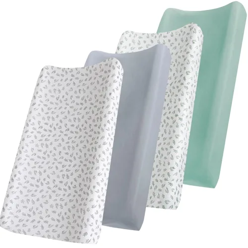 Funda para cambiador, paquete de 4 fundas para cambiador de pañales, sábanas ajustables para cambiador de bebé de 32 x 16 pulgadas, sábanas de cuna