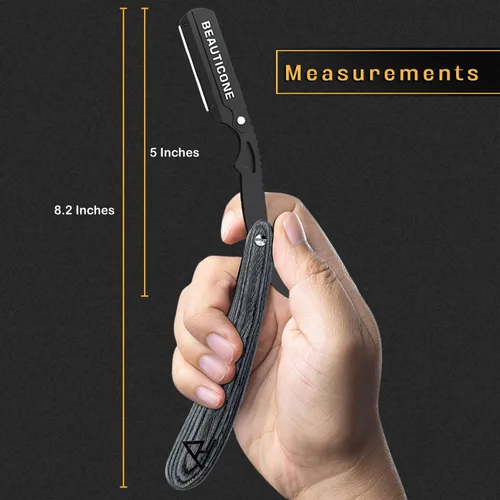 Miniatura 8 de Beauticone Navajas rectas para hombres, navaja de borde recto, 100 cuchillas de un solo filo, acero inoxidable, navaja de barbero para el afeitado