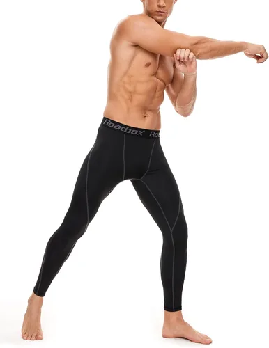Miniatura 7 de Roadbox - Paquete de 1, 2 o 3 pantalones de compresión para hombre con capa base atlética, leggings ajustados para correr, yoga y baloncesto
