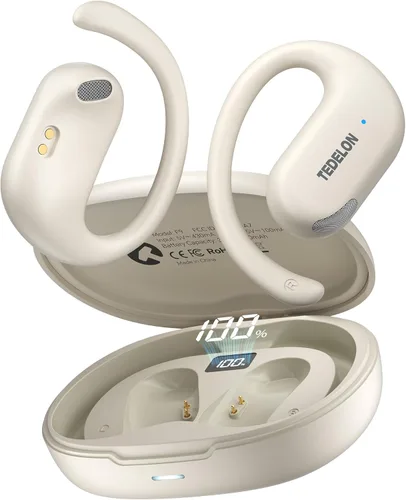 Auriculares abiertos, auriculares abiertos de 50 horas, Bluetooth 5.4, IPX6, auriculares abiertos inalámbricos con gancho para la oreja, estéreo de