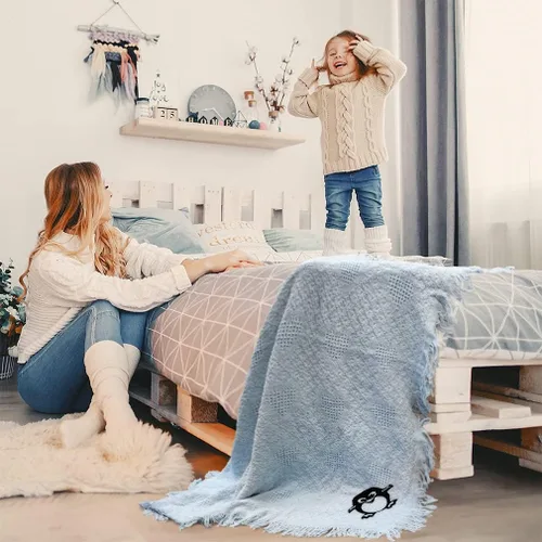 Miniatura 5 de Ropa de cama bordada personalizada para niños y niñas, lindo pingüino B