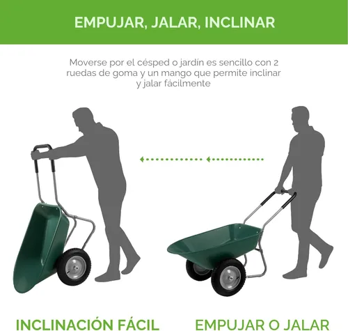 Miniatura 4 de Best Choice Products carretilla de jardín para hogar con doble rueda Verde
