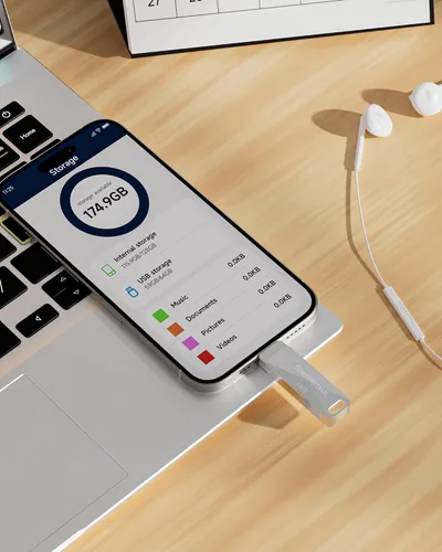 Miniatura 5 de Unidad flash USB 3.0 de 64 GB, unidad de pulgar Speederlash Dual USB A y Tipo-C, velocidad de lectura de 200 MB/s, carcasa metálica giratoria 2 en 1
