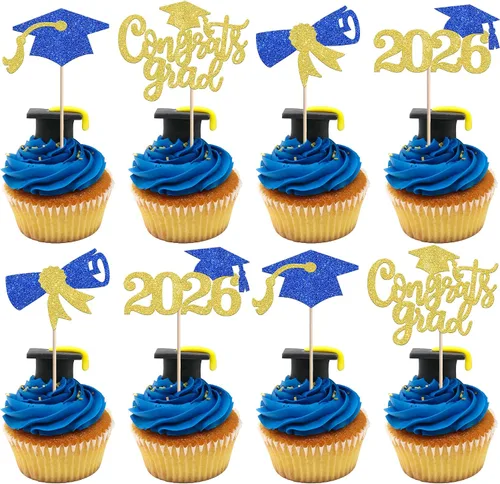 Miniatura 39 de 1 pieza de decoración para pastel de clase 2025 con purpurina, tapa de graduación 2025, decoración de pastel de felicitaciones para 2025, decoración
