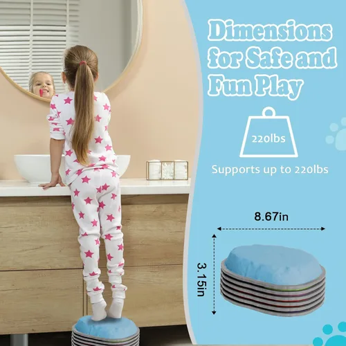 Miniatura 3 de Stepping Stones for Kids, 10 PCS Non-slip Toddlers' Balance Sensory Toys, Indoor & Outdoor Play, Obstacle Course Game for Children Promoting 6 PIEZAS