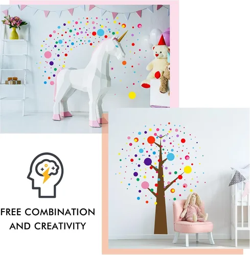Miniatura 4 de Zonon 264 piezas de calcomanías de lunares para decoración de aulas, pegatinas de pared circulares para niños, vinilo, se despegan y se pegan