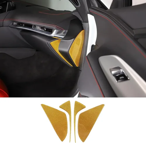 Miniatura 9 de Adhesivo decorativo suave de fibra de carbono real 3D para automóvil, antichoque, para salpicadero, puerta lateral, compatible con Corvette C8