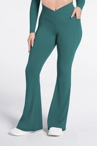 Miniatura 5 de Sunzel Leggings acampanados, pantalones deportivos y cruzados para yoga, con control de abdomen, cintura alta y piernas anchas