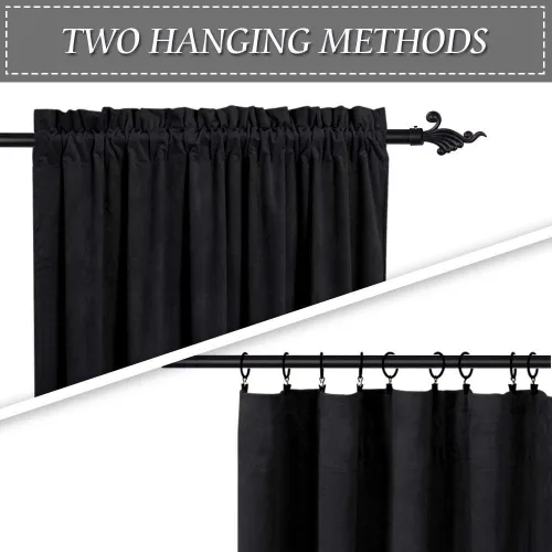 Miniatura 3 de RYB Home Cortinas de terciopelo negro para sala de estar, paneles de cortina opacas suaves para ventana, aislamiento térmico, telón de fondo de lujo