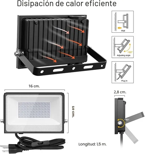 Miniatura 4 de Onforu Paquete de 2 luces LED negras de 30 W, luz de inundación de luz negra con enchufe, IP66 impermeable, para fiesta de baile de Halloween