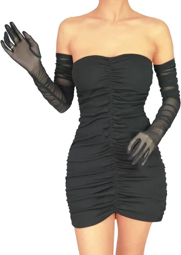 Miniatura 5 de Guantes transparentes sexys para mujer 2022 de tul de malla súper largos guantes de ópera Halloween fiesta de baile