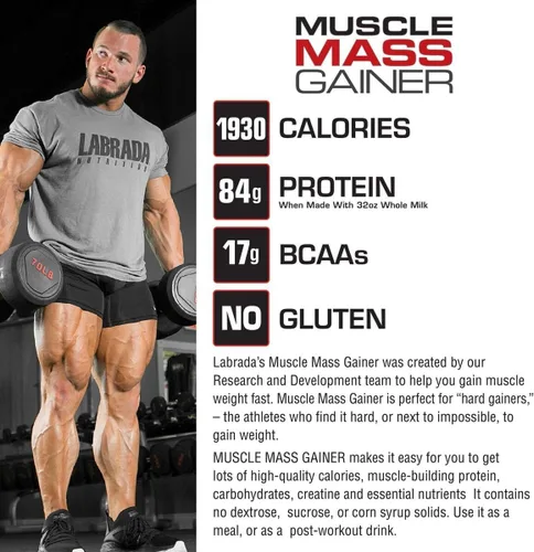 Miniatura 4 de Labrada Nutrición Ganador de masa muscular, vainilla, 12 libras