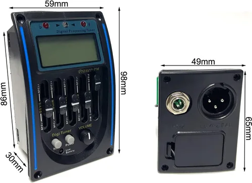 Miniatura 5 de Pastilla de guitarra acústica, ecualizador ecualizador de ecualizador de 5 bandas, preamplificador piezoeléctrico sintonizador con micrófono