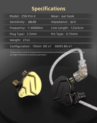 Miniatura 8 de KZ ZSN Pro X - Auriculares intraurales de monitor 1BA 1DD, auriculares con cable HiFi, para deportes, videojuegos, compatibles con teléfono, PC