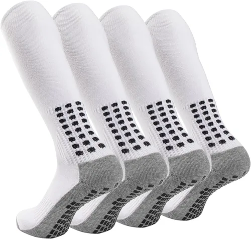 Ultrafun 4 pares de calcetines de fútbol hasta la rodilla, antideslizantes, para fútbol, béisbol, multideporte, almohadilla de agarre para hombres y