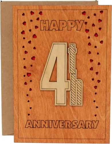 Miniatura 12 de Tarjeta de aniversario de 10 años de madera con soporte. 10 años, décima, diez años, tarjetas de aniversario de boda de aluminio para ella, esposa