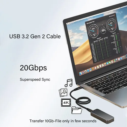 Miniatura 5 de Pocxwa - Cable de video USB-C a USB-C 3.2 Gen 2x2, cable de carga USBC de 240 W de 5 pies 4K a 144 HZ, transferencia de datos de 20 Gbps