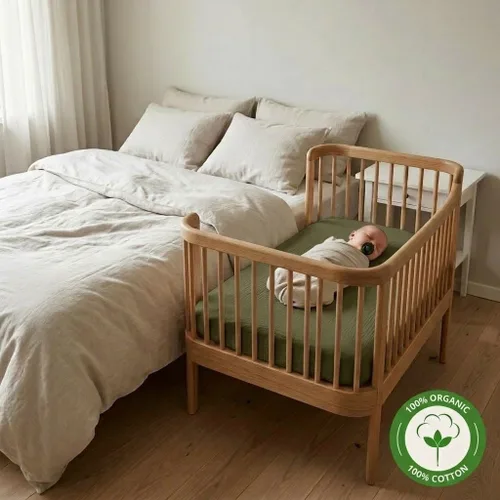 Miniatura 4 de Sábanas para cuna, sábana bajera ajustable de muselina de algodón orgánico, tamaño estándar para bebé niño y niña, 28 x 52 pulgadas, ultra suaves