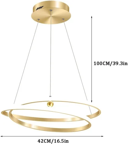 Miniatura 5 de Candelabros LED de isla de cocina, moderna iluminación colgante de techo de acrílico con 3000 K-6000 K regulable, 39.3 pulgadas de cable ajustable