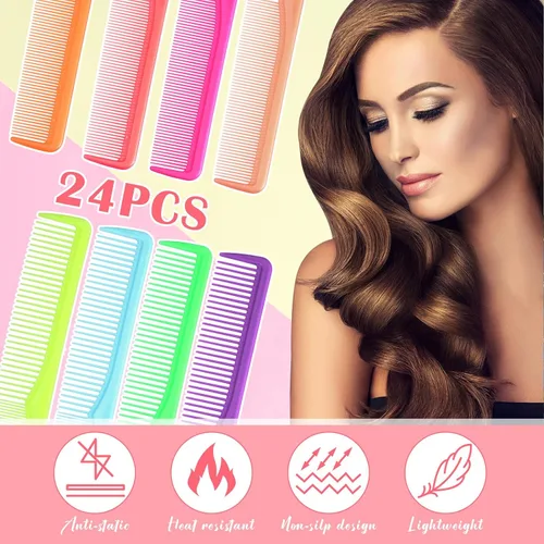 Miniatura 3 de Meanplan 24 peines profesionales de peluquería para peluquería de fibra de carbono, dientes anchos y finos, pelo multiusos para hombres y mujeres
