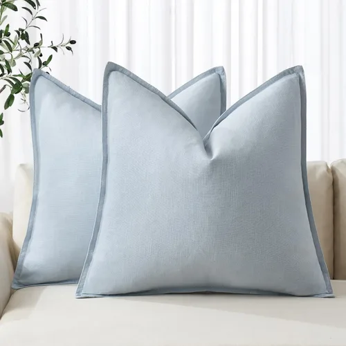 Miniatura 24 de MIULEE - Juego de 2 fundas de almohada decorativas de lino, estilo bohemio, rústico, neutral, para sofá, cama, 16 x 16 pulgadas, color marrón