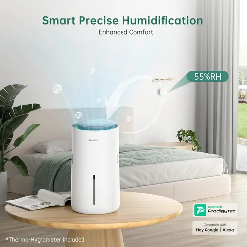 Miniatura 4 de Provirtec MistFree Humidificador inteligente para dormitorio, humidificador evaporativo sin polvo blanco, humedad automática y control