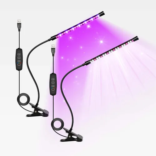 Miniatura 27 de iPower 21 Luz LED de Crecimiento con Espectro Completo para Plantas de Interior, Cuello de Cisne Ajustable, 3 Modos de Luz y 10 Niveles Regulables
