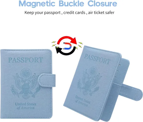 Miniatura 5 de MCmolis Combo de tarjetero para pasaporte y vacunas, funda de cuero con bloqueo RFID, protector organizador de documentos de viaje con ranura