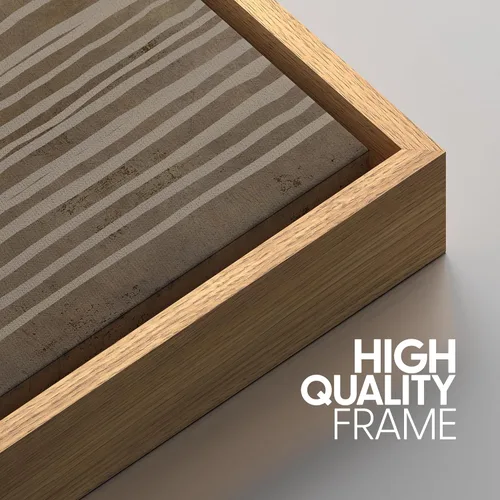Miniatura 646 de SIGNWIN Lienzo enmarcado para pared, arte con pinceladas de flujo neutro en tonos beige abstractos, ilustraciones, arte moderno, decorativo
